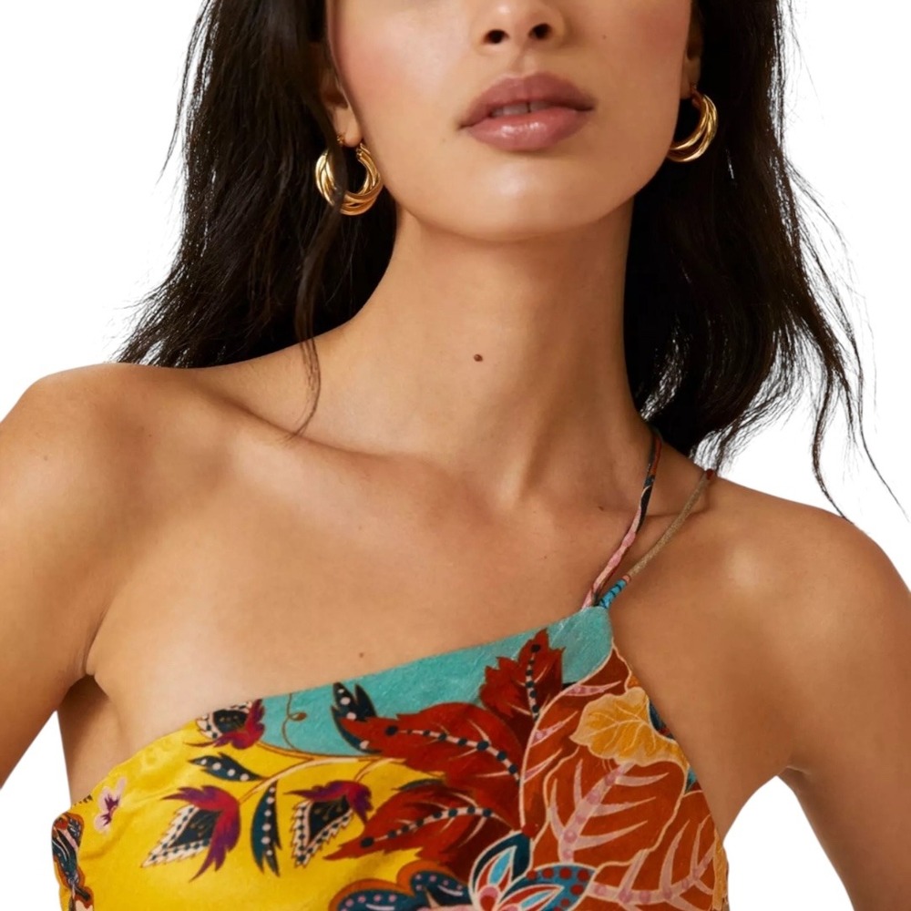 Anthropologie Bl-nk One-Shoulder Slip Dress Size 8 Floral Cocktail‎ Party - Picture 3 of 9